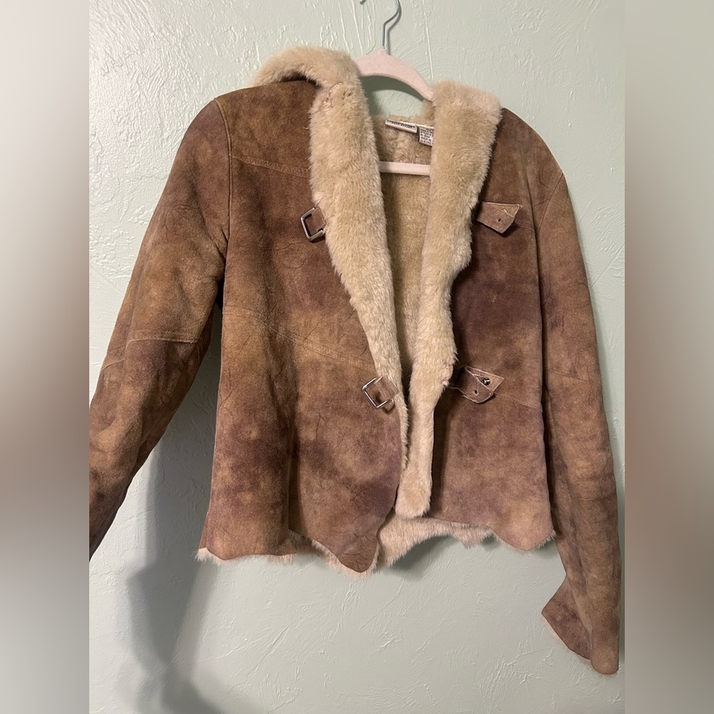 Vintage leather jacket faux fur lined